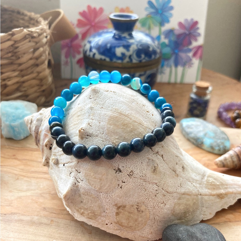 Blue Lace Agate & Tiger Eye Bracelet